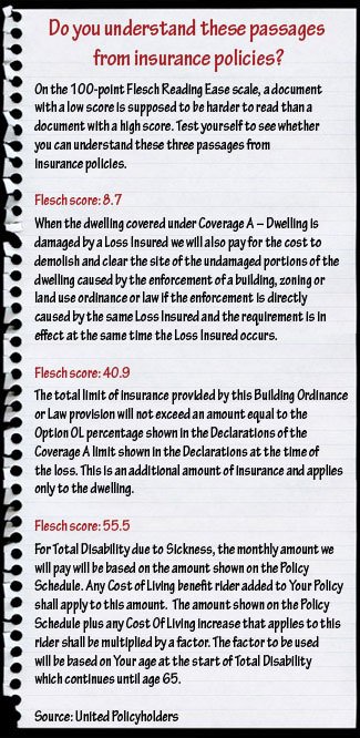 insurance policy readability insurance policy readability