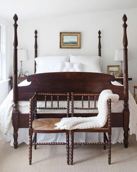 vintage style old furniture in a simple bedroom