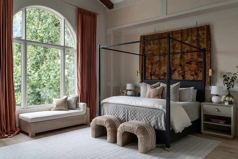 thrift items in a bedroom, with vintage style