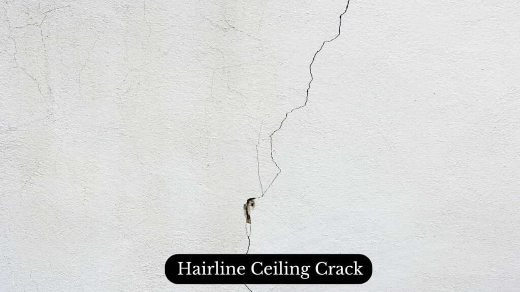 a picture showing hairline ceiling cracks