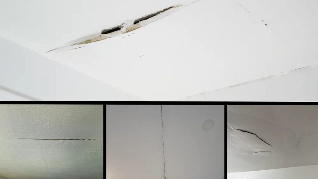 a picture showing saggingceiling cracks