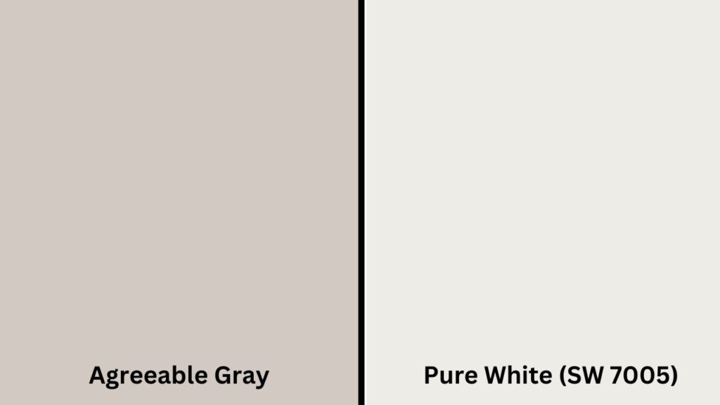 Pure White (SW 7005) and agreeable gray